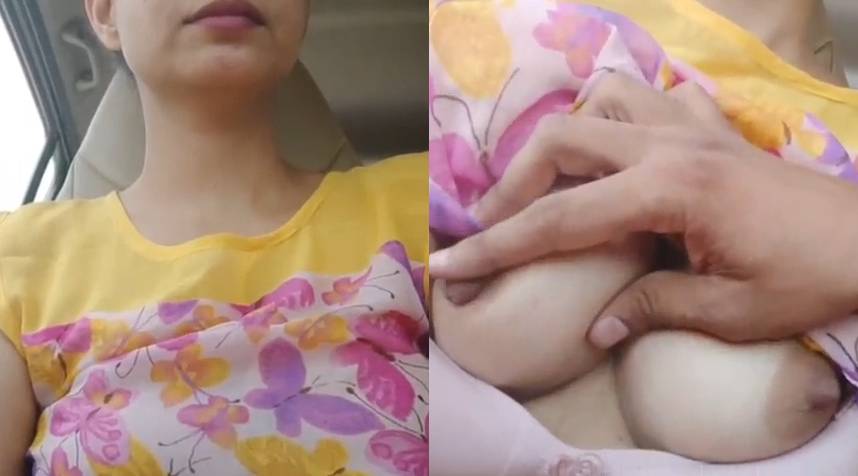 Pressing Sexy Indian Girl Boobs in Car HD Video